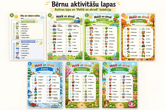 Aktivitāšu lapu komplekts bērnam