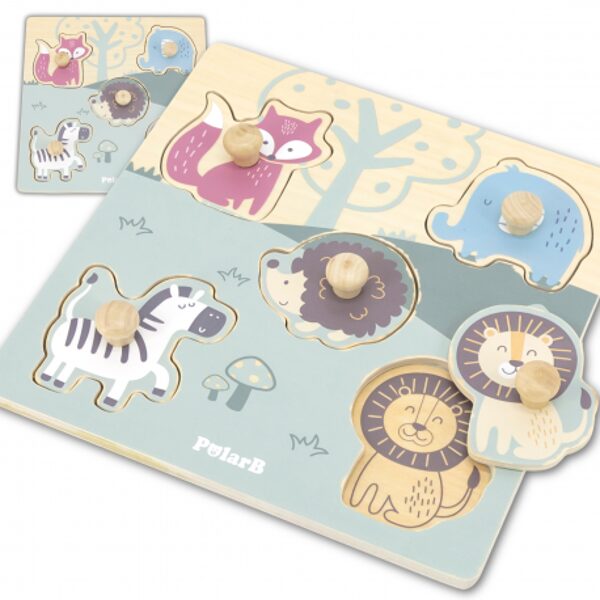 Koka puzle ar tapiņām Dzīvnieki