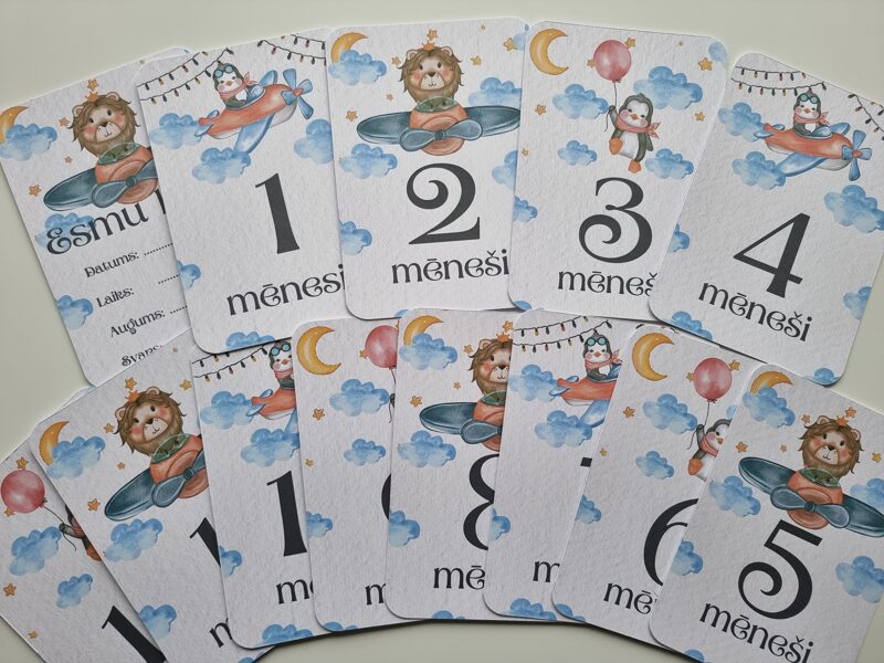 Mēneškartiņas ar lauvu un pingvīnu