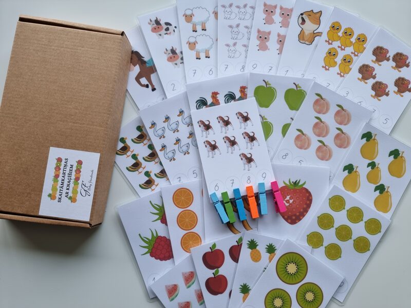 Skaitāmkartiņas ar knaģīšiem AUGĻI / MĀJDZĪVNIEKI