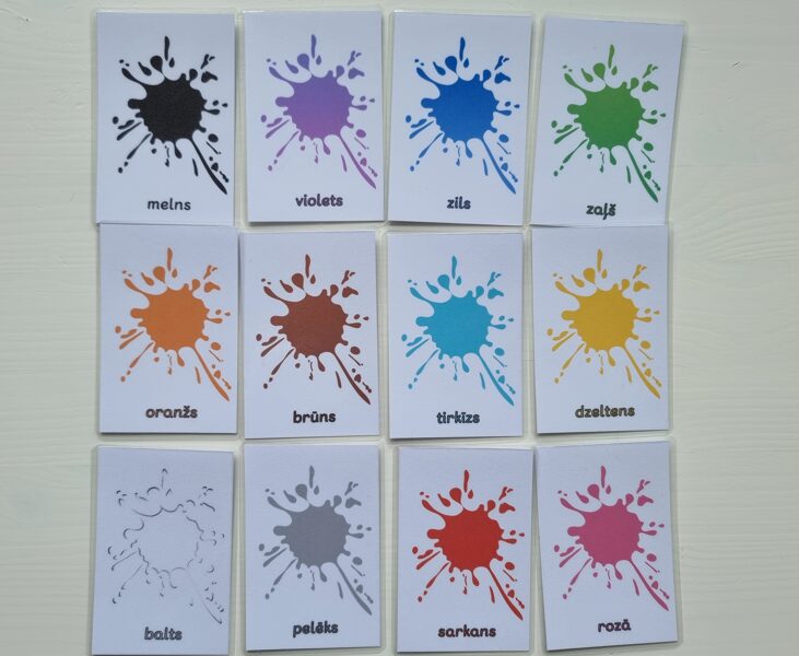 Krāsu kartītes bērniem LV vai ENG