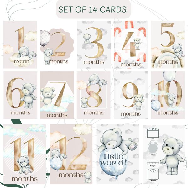 Bēšās lācīšu mēneškartītes ENG